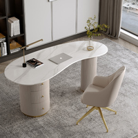 Mobilier de maison de luxe Table de bureau Ordinateur moderne Salon d'écriture Réception Table de travail blanche avec dessus en marbre