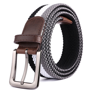 Cintos Trançados de Poliéster/<span class=keywords><strong>Rubber</strong></span> com Fivela de Liga de Alta Qualidade, Ajustáveis e Elásticos para Esportes ao Ar Livre e Golfe para Homens - Product Image 1