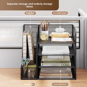 Caja de almacenamiento de libros para escritorio de estudiantes con ruedas, carrito de almacenamiento de archivos de malla, organizador de <span class=keywords><strong>cubos</strong></span> de archivos tamaño carta, almacenamiento doméstico de hierro ecológico con ruedas - Product Image 5