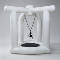 Trampolin Bungee Tiup PVC Komersial Luar Ruangan Putih untuk Anak-anak dan Dewasa, Permainan Lompat Bungee Tunggal