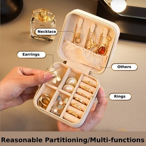 Estuche de Joyería de Piel Sintética de Lujo, Forma Cuadrada, Portátil, con Cierre de Cremallera, Mini Bolsa de Viaje para Joyas, Venta al Por Mayor - Product Image 2