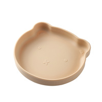 Vaisselle en acier inoxydable sans BPA en forme d'ours Assiettes à ventouse divisées en silicone incassables Assiette à ventouse imprimée