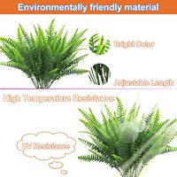 Fern — plantes artificielles d'extérieur résistantes aux UV, 8 Branches, fausses plantes en plastique, collection printemps et été,