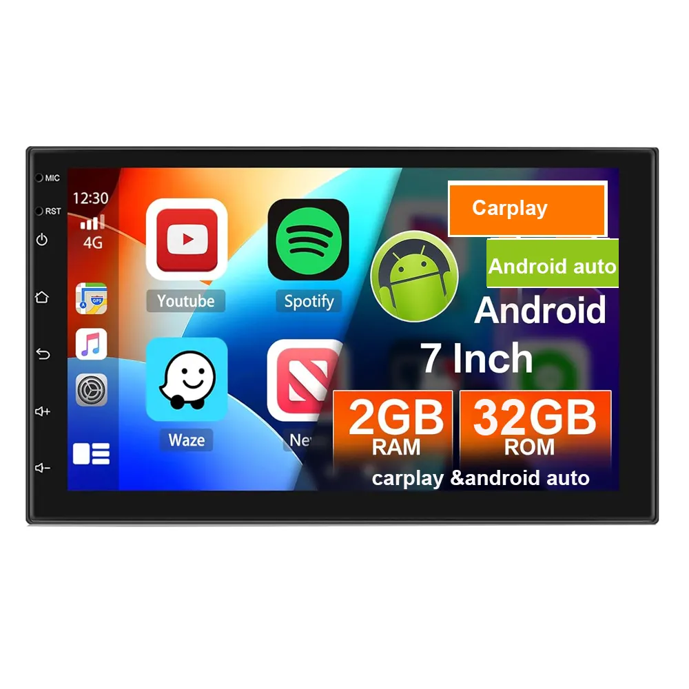7 pouces Android autoradio GPS Double Din vidéo Navigation écran tactile sans fil CarPlay auto dans le tableau de bord Kit lecteur multimédia