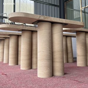 Lander Store <span class=keywords><strong>Table</strong></span> <span class=keywords><strong>console</strong></span> ovale en marbre travertin pour la maison et l'hôtel Meubles de salon <span class=keywords><strong>Table</strong></span> <span class=keywords><strong>console</strong></span> en marbre - Product Image 4