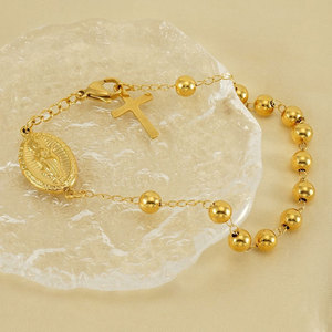 Religious 316L Stainless Steel 14k 18k Gold Plated Catholic <b>Bead</b> <b>Bracelets</b> With Charms Rosary Virgin Mary <b>Bracelet</b> for Women Men - Product Image 2