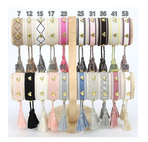 Pulsera <span class=keywords><strong>de</strong></span> la <span class=keywords><strong>Amistad</strong></span> tejida a mano para mujer, brazalete <span class=keywords><strong>de</strong></span> estilo Vintage con borlas y corazón, joyería para amantes, B1621 - Product Image 1