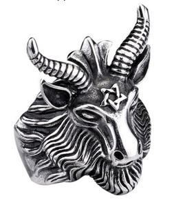 Mens Dave di stella satana a forma di ariete Design gioielli in acciaio inox colata in oro anelli di animali - Product Image 6