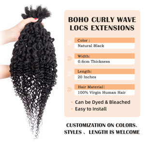 Vendita all'Ingrosso di Fabbrica Originea, Estensioni per Capelli Boho Intrecciati in Capelli Umani, Dreadlocks all'Uncinetto <span class=keywords><strong>con</strong></span> Punte Ricce 16 Pollici - Product Image 4