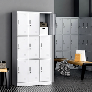 Armoire de rangement pour personnel à 3 niveaux et 9 portes en métal, acier et fer, avec serrure à clé, fermeture automatique, écologique, garantie 5 ans - Product Image 1