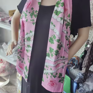 Sciarpa in Poliestere Effetto <span class=keywords><strong>Seta</strong></span> Stampata su Due Lati 20x155cm, Motivo Edera Perla <span class=keywords><strong>Rosa</strong></span> - Product Image 2