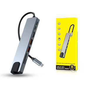 8 en 1 USB TYPE C HUB Splitter HDMI 4K Thunderbolt 3 Estación de acoplamiento Adaptador de computadora portátil con PD SD TF RJ45 para Macbook Air M1 <span class=keywords><strong>iPad</strong></span> - Product Image 1