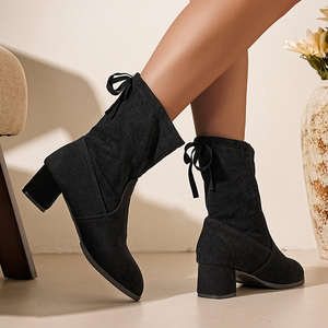 Botines de Invierno para Mujer, Nuevos, para Caminar al Aire Libre, con Tacón Grueso, Color Sólido, Botines de Moda para Primavera y Otoño - Product Image 4