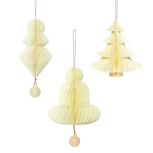 Ornamentos de papel coloridos personalizáveis, decorações de papel para árvores de Natal, com desenho de favo de mel atraente, cores diferentes