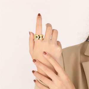 Luxury Gold Plated Hoop <b>Rings</b> Stainless Steel Custom Zircon Finger <b>Rings</b> Women - Product Image 6