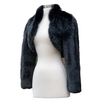 Veste courte en fausse fourrure à manches longues et à points ouverts, style décontracté pour l'automne et l'hiver, pour femme