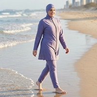 Burkinis couleur unie OEM ODM avec hijab, couvrance intégrale, grandes tailles, maillots de bain modestes, service de personnalisation complète