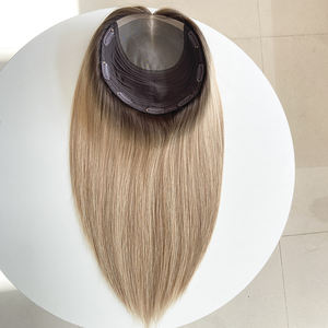 Wholesale Ready to Ship Mono <b>Lace</b> Topper with Weft for <b>White</b> Women European Russian Virgin Human Hair Pieces - Product Image 4