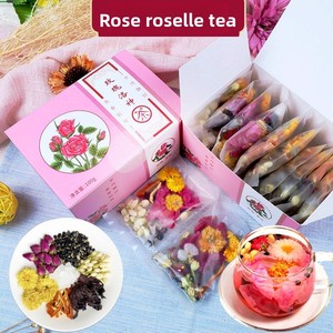Tisane Bien-être Mélangée aux Fleurs de Rose, Hibiscus, Zeste de Mandarine Séché, Baies de Goji Noires, Chrysanthème et <span class=keywords><strong>Jasmin</strong></span>, en Sachets, 100g, Emballage Cadeau - Product Image 2