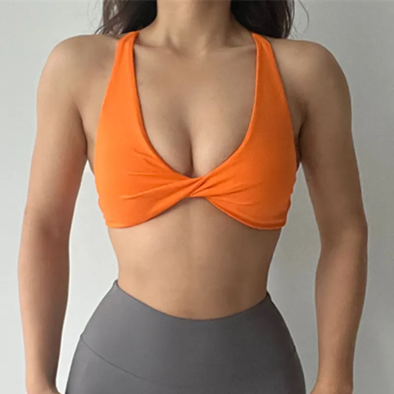 SHINBENE Back Cross Workout Gym Bra Fitness Padded Front Twist Sports Bras for Women Yoga Crop Tank Top