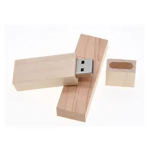 Classique Design Rectangulaire Logo Personnalisé USB 3.0 Élégant En Bois Clé USB avec boîte pour cadeau de mariage LFW-02