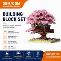 Ensemble de blocs de construction M2109 Sakura Tree House, rose, violet, fleurs de cerisier, assemblage DIY, décoration de bureau, jouet éducatif, cadeau pour filles