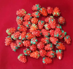 ลูกปัดแก้วคริสตัล Murano รูปทรงกลม/วงรี สีเหลืองประดับสีน้ำเงิน ลูกปัดแบบหลวมสำหรับทำเครื่องประดับ ยี่ห้อ FE บรรจุกล่อง - Product Image 5