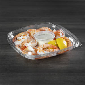 Ensaladera cuadrada de gran capacidad de 1450CC, contenedor de PET transparente reciclable de dos piezas al por mayor, multiusos para almacenamiento de fideos - Product Image 6