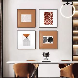 Cuadro Decorativo Abstracto Cuadrado, Pintura al Óleo sobre Lienzo, Arte de Pared Enmarcado, Marco de Aleación de Aluminio Negro, Diseño Rectangular Moderno y Minimalista - Product Image 4