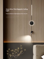 Rail magnétique ultra-fin de 5 mm encastré, pré-câblé, luminaire suspendu sans éclairage principal, modèle minimaliste intelligent pour salon