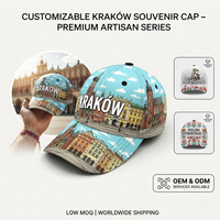 Casquettes de baseball ajustées à rayures pour hommes, souvenirs touristiques de Cracovie, Pologne, logo personnalisé en gros
