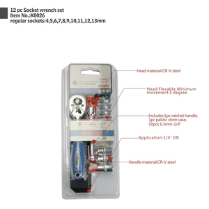12 chiếc 1/4 "Dr. Hộ gia đình hộp dụng cụ cầm tay sửa chữa Ratchet Ổ cắm cờ lê Bộ - Product Image 3