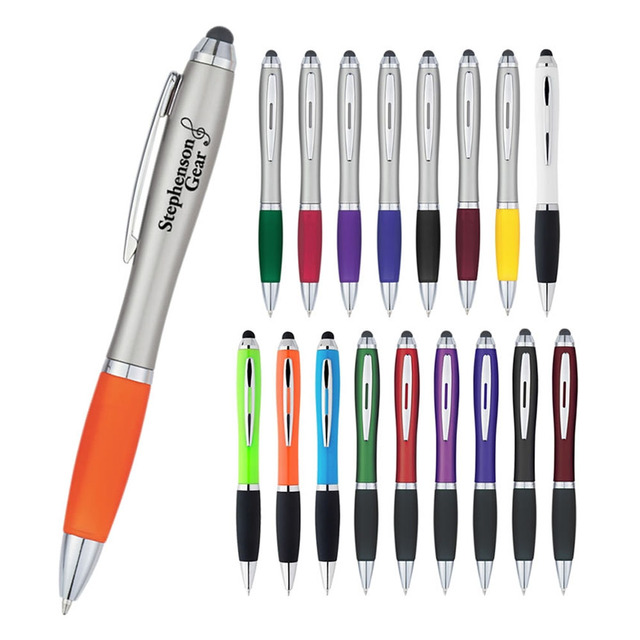 DIY Personalized Plastic Fat Stylus Ball Pen With Touchscreen Universal Bulk Ink Custom Logo Printed Printing Ballpoint