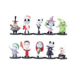 10pcs/set Anime The Nightmare Before Christmas PVC jack SALLY Action Figure Model Toys Wholesale of cute set toy