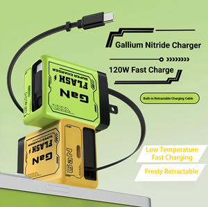 <span class=keywords><strong>Chargeur</strong></span> GaN PD 120W <span class=keywords><strong>pour</strong></span> appareils <span class=keywords><strong>Apple</strong></span> avec câble rétractable Type-C et tête de charge rapide - Product Image 2