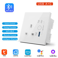 Premium Tuya WiFi UK Akıllı Priz USB A+C Sesli Kontrol Uzaktan Zamanlayıcılı Priz