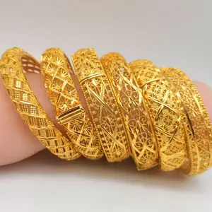 Bracelets de Dubaï en or 24 carats pour femmes Bracelets en or du Moyen-Orient Bracelets en maille d'Arabie saoudite éthiopienne Bijoux de mariage Cadeaux africains