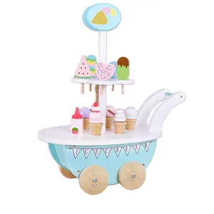 Wooden ice cream maker toy car set kids wooden ice cream car games food toys