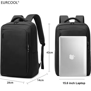 EUROCOOL-Bolso de hombro impermeable para hombre, mochila de viaje con logotipo personalizado para ordenador portátil, mochila escolar de nailon