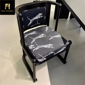 Nouveau Style <span class=keywords><strong>chinois</strong></span> en bois noir imprimé léopard chaise de salle à manger chaise d'appoint coussin rembourré chaise de Table à manger unique formelle - Product Image 6