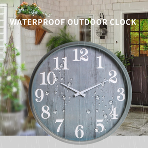 Outdoor Rainproof Round 18 Inch Round <strong>Wall</strong> <strong>Clock</strong> Garden Gray <strong>Wall</strong> Hanging Plastic <strong>Clock</strong> <strong>Decoration</strong> Indoor and Outdoor <strong>Clock</strong> - Product Image 2