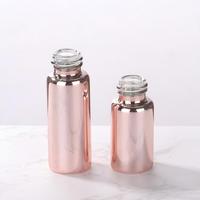 Flacon de parfum rond en or rose brillant, vide, plaqué rose, 1 ml, 2 ml, 3 ml, 5 ml, flacons à bille en verre avec bouchon pour huiles essentielles