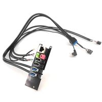 Panel Frontal para Caja de Ordenador con Puerto LAN Ethernet y USB 3.0 + USB 2.0, Puerto de Audio, Micrófono, Auriculares y Cable