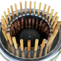Barbecue portable en acier inoxydable avec chariot pliable, machine à griller simple pour poulet rôti, utilisation intérieure et extérieure