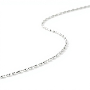 Dainty Textured Cylindrical White Pt950 Fine Beaded <b>Chain</b> Necklace Unisex Sweet Minimalist Platinum Jewelry Gift Longjia China - Product Image 4