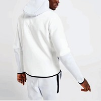 Survêtement en Polaire de Technologie pour Hommes, Design de Grande Taille, 69% Coton, 31% Polyester, Blanc, avec Fermeture Éclair, Jogging, Pantalon de Survêtement