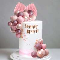 Accessoires de décoration de gâteaux, ensemble de 32 pièces, boules de poudre, éventails en papier, accessoires pour gâteaux, décoration de table de dessert d'anniversaire