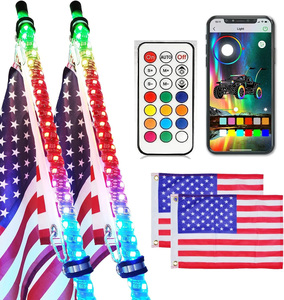 2pcs Dynamic RGB LED Whip Lights 2/3/4/<span class=keywords><strong>5</strong></span>/6ft Spiral Multicolor New UTV ATV Reverse Brake Turn Signal App RF Car Light - Product Image 2