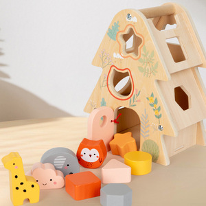 <span class=keywords><strong>Puzzle</strong></span> albero casa intelligente blocchi di costruzione scatola scuola materna educazione precoce piccoli giocattoli 1-2 anni di intelligenza animali legno - Product Image 5