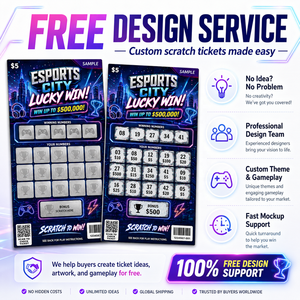 Billets de loterie instantanés à gratter personnalisés de haute qualité pour l'e-sport, avec conception gratuite, données variables et impression sécurisée - Product Image 3
